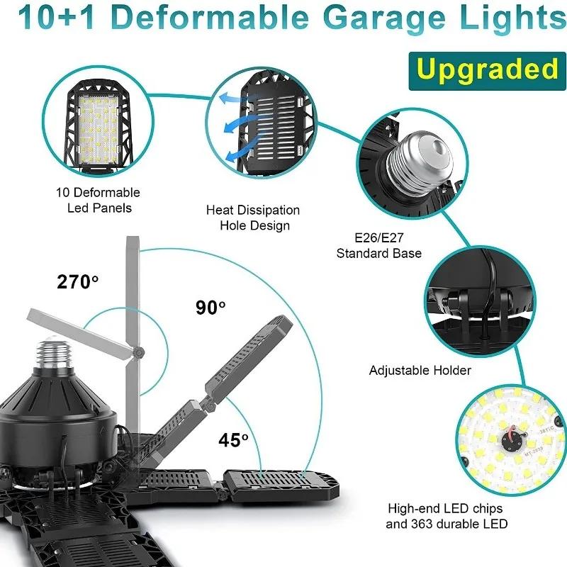 18000LM 150W Foldable LED Bulbs E27 Garage Light Adjustable Multi Panel Market Shop Ceiling Lamp For Workshop Warehouse Lighting