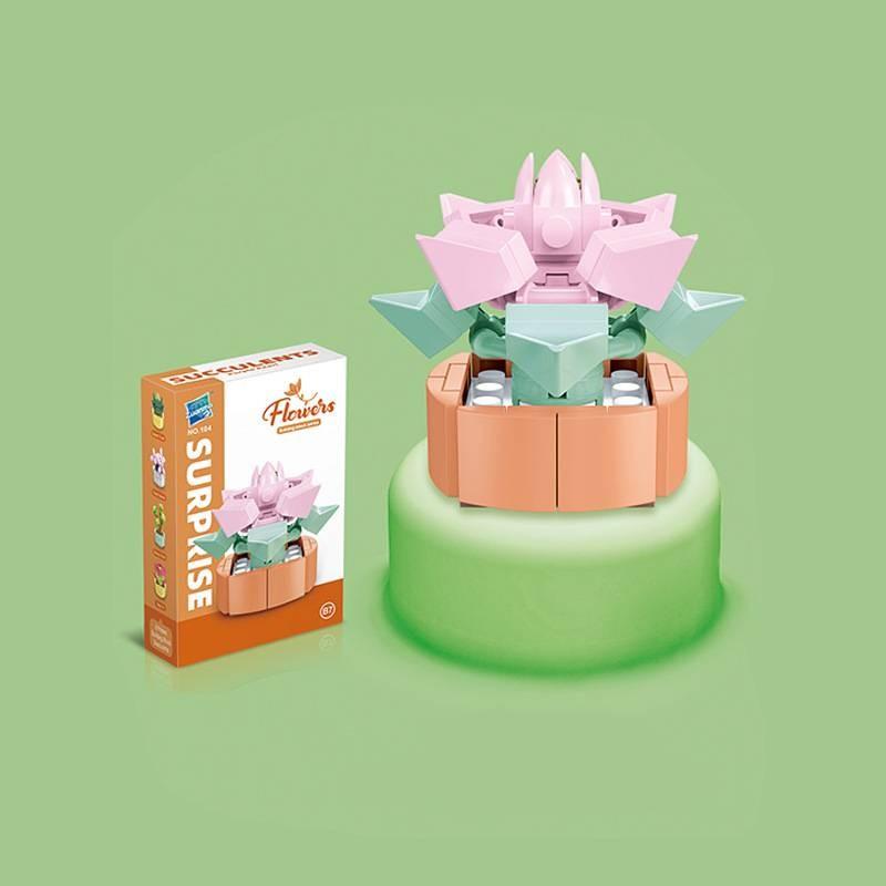 Small Children Puzzle Particle Building Block Flower Flexing Potted Model Toy
