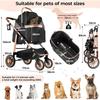 Poussette chien chat 4-en-1 pliable jusqu’à 25 kg, roues 360° amorties, transport animal, poussette tout-terrain confortable