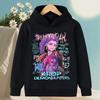 Sweat à capuche dessin animé mignon KPop Chasseur de démons Filles Chaud Rumi Enfants Vagues Hauts décontractés Décontracté Vêtements Noir Rose