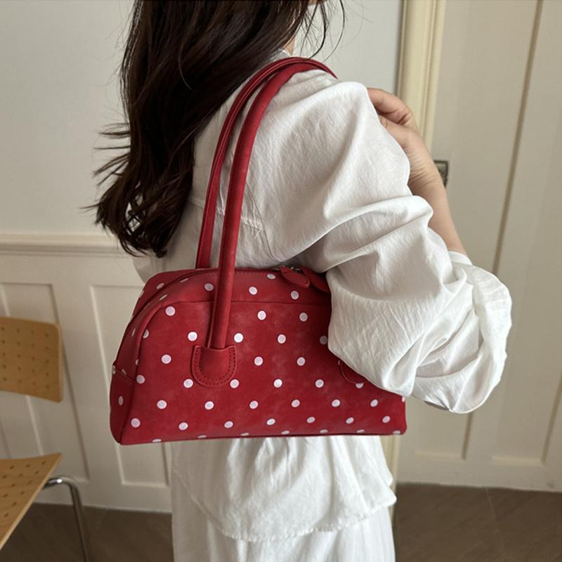 Yogodlns New Large Capacity Shoulder Bags Zipper Polka Dot Bowling Underarm Bags For Women Minimalist Shopper Handbag
