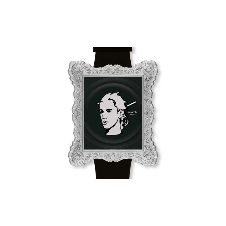 Swatch Original Series Quartz Movement Time Space Image Waterproof Unisex Watch 41Mm Black Dial Plastic Case Silicone Strap Unisex watches SUOZ121 Black Dial