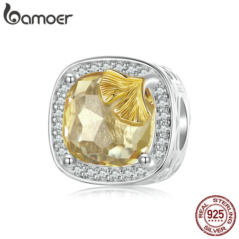 

BAMOER Стерлингового Серебра 925 пробы Любовь Гинкго Лист Кулон Гинкго Бабочка Шарм подходит Браслет Ювелирные Изделия DIY Для Женщин Модные Ювелирные Изделия 11mm