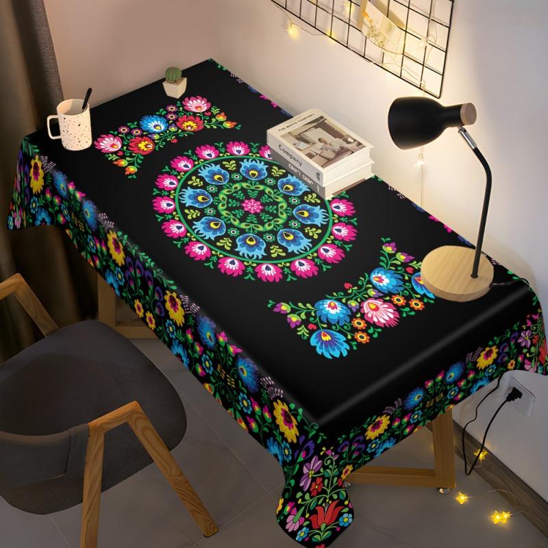 Bohemian Print Rectangle Table Cloth for Table Decor Holiday Party Waterproof Reusable Tablecloth for Tables Wedding Party