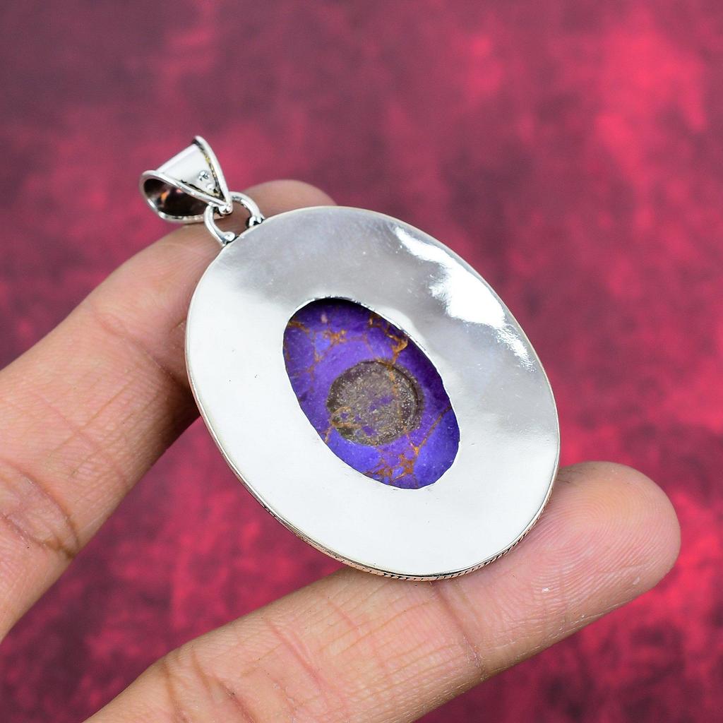 Lila Kupfer Türkis Anhänger, 925 Sterling Silber Schmuck, Edelstein Anhänger, Geschenk für Sie handgemachter zierlicher Schmuck