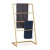 Relaxdays Porte-serviettes Sur Pieds, Échelle Escalier 4 Barreaux, Serviette Bain Douche, HxlxP 110 X 60 X 35 Cm, Nature