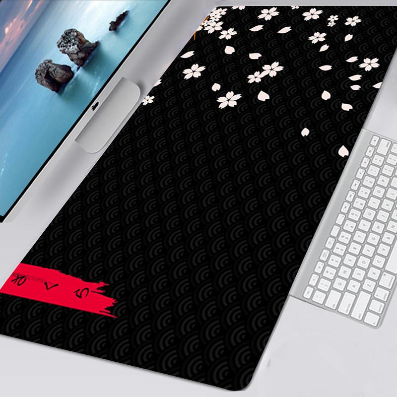 Black and White Mousepad Gamer Kawaii Non-slip Mouse Pad 40x90cm Mouse Mat Sakura Card Gaming Mausepad Deskmat Tappetino Mouse