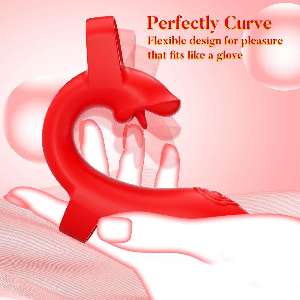 Finger Vibrator Rose Adult Toy, Tongue Licking Vibrator Clitoris G-spot Stimulation, Equipped with 10 Vibration Modes, Nipple Toy Couple Adult Toy