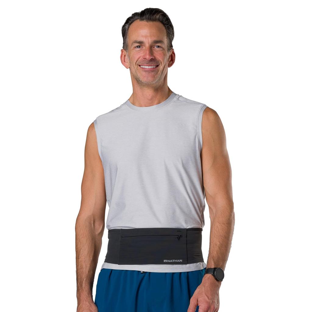 NATHAN Running Pouch Waist Pouch NS30630 Zipster Max No Slip Waistband Smartphone Compatible Zip Pocket Black S Walking Jogging Strolling Trail