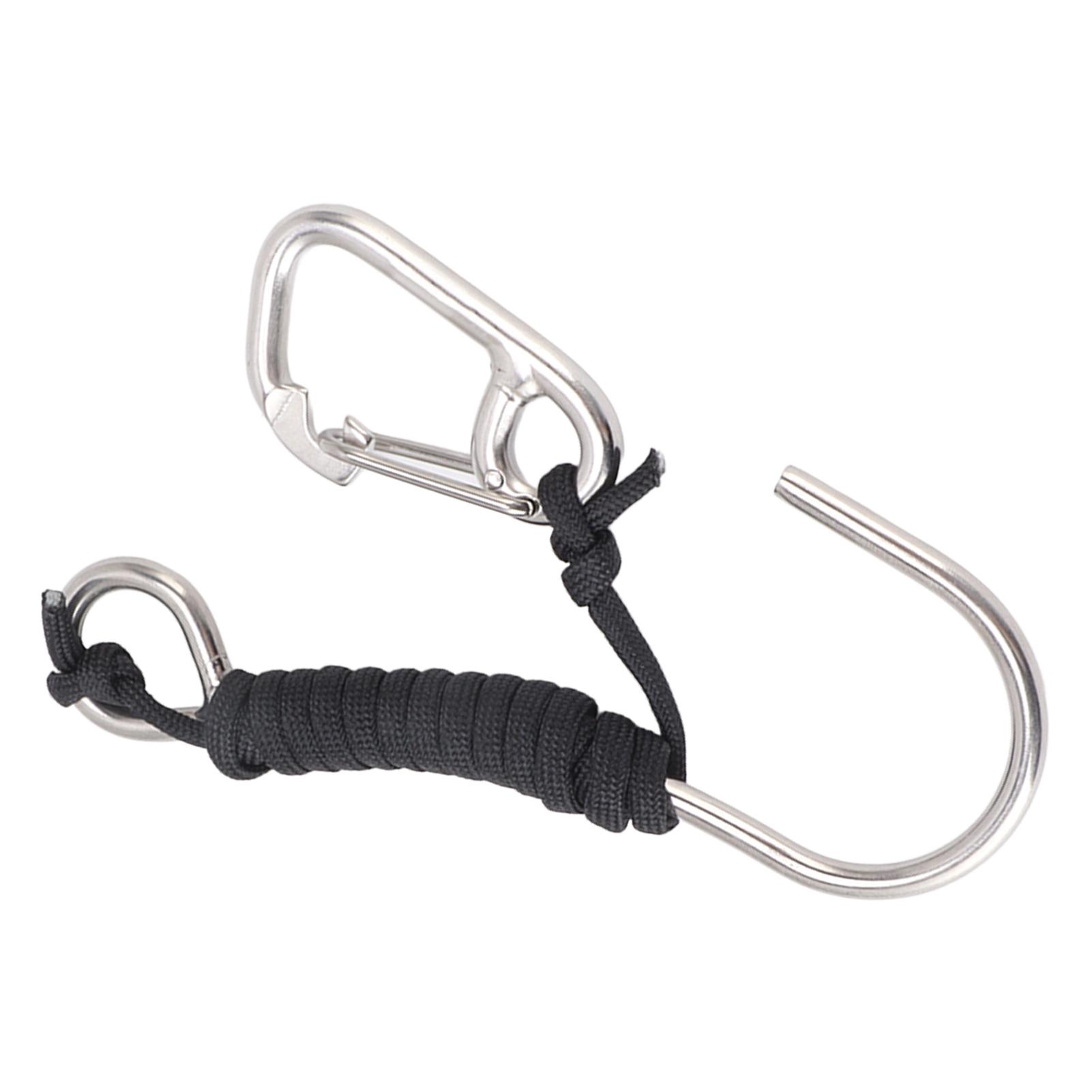 Kaisai Black Diving Stainless Steel Single Hook Diving Reef Hook With Lanyard Quick Release Buckle
