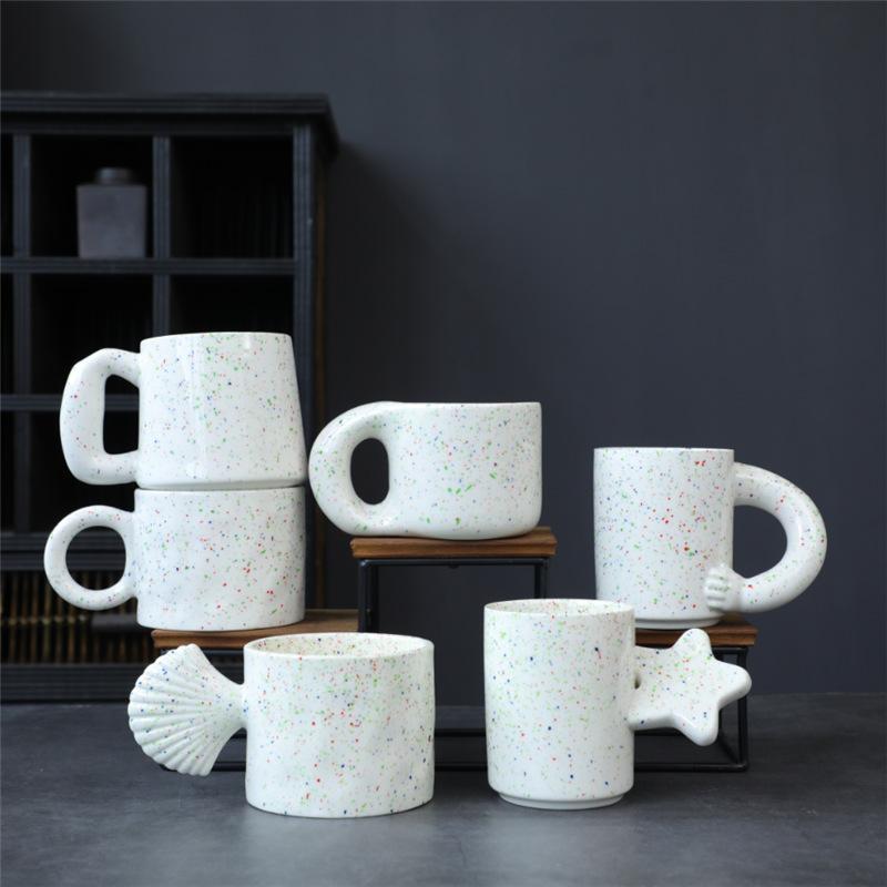 Ink Splashing Cup Wind Ceramic Fat Cup Household Water Cup Ink Dot Coffee Cup High Value