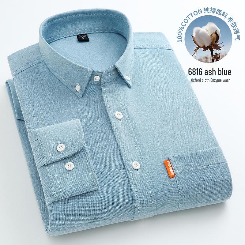 

Мужская рубашка Оксфорд с длинным рукавом из хлопка в стиле business casual для весны и осени 4XL