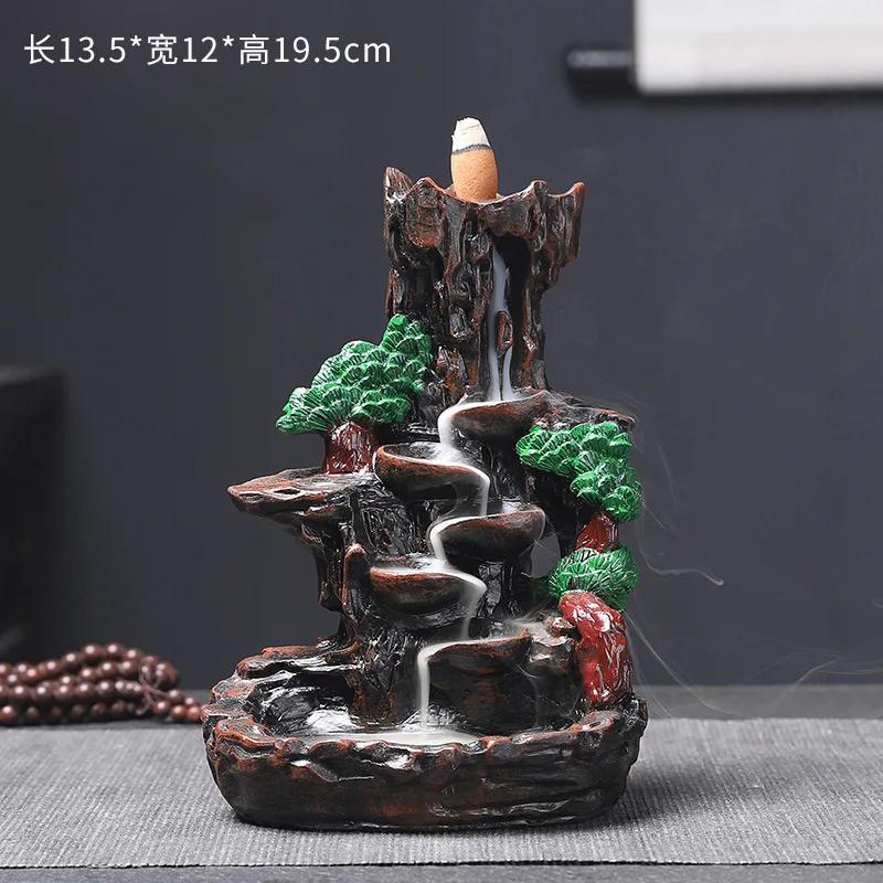 Resin Alpine Flowing Water Aromatherapy Furnace Ornamental Sandalwood Creative Rockery Backflow Incense Furnace, Home Decoration