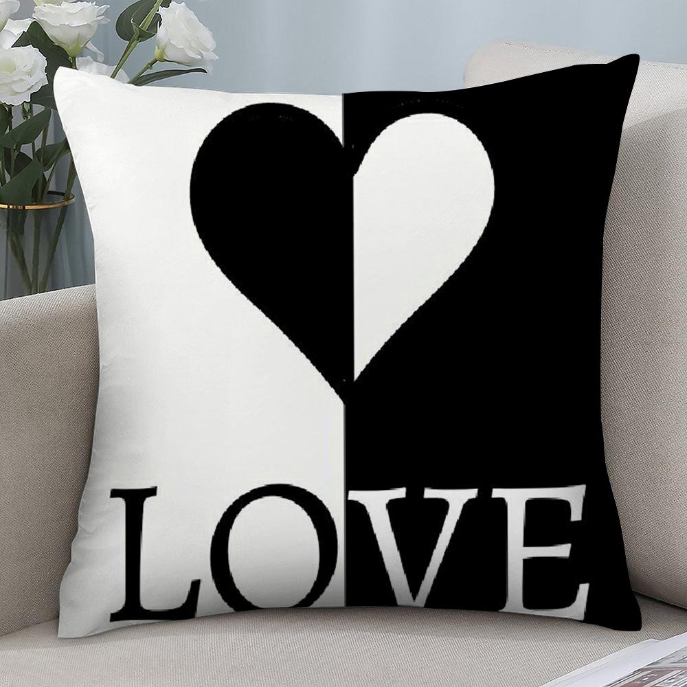 Advanced Black White Pillow Case Short Plush Sofa Decorative Gift Home Double-sided Printing Cushion