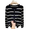 Korean Style Striped Hollow Loose Knit Sweater for Women – 2026 Long Sleeve Lightweight Inner Layer