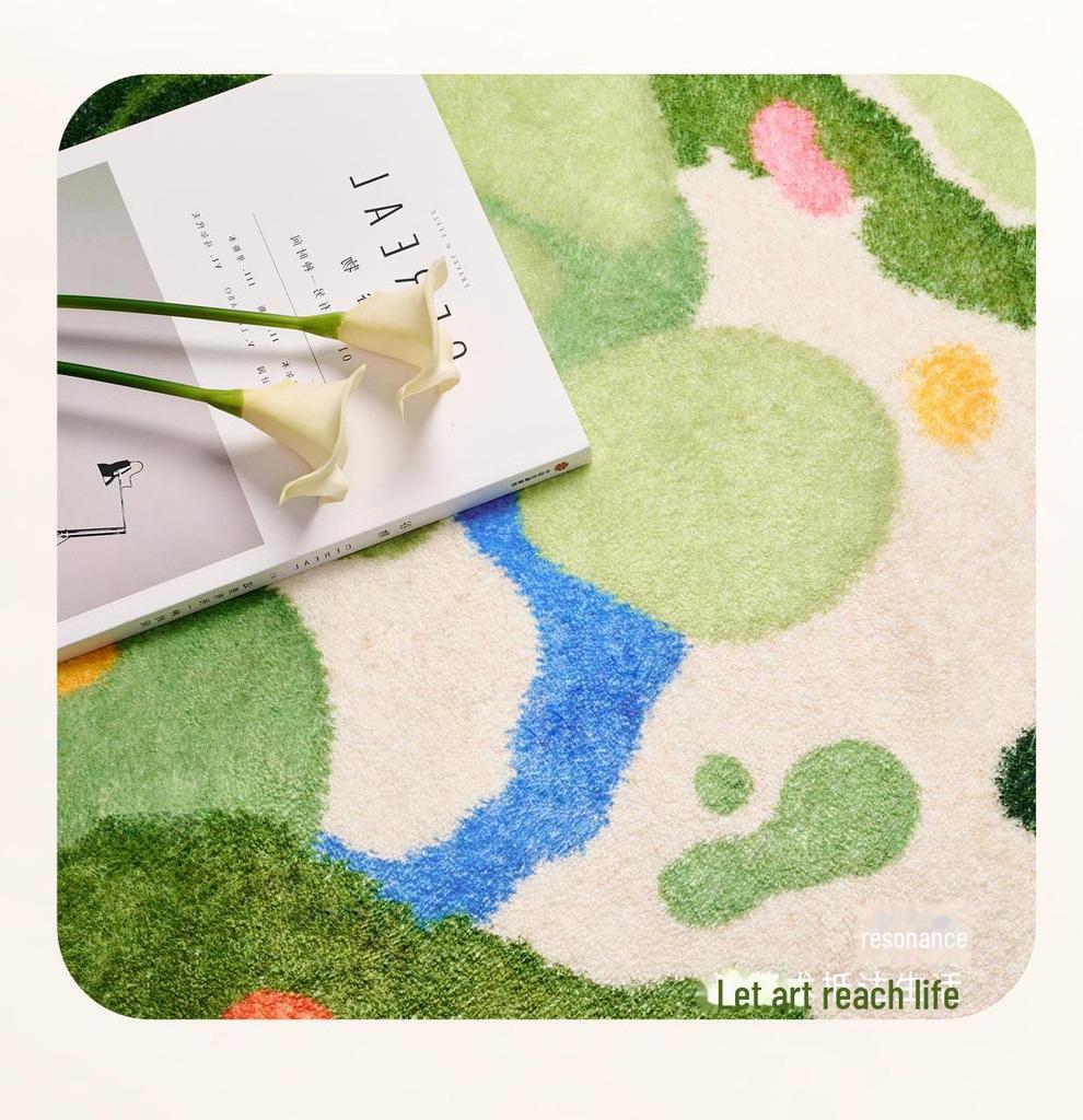 Forest Moss Shaped Anti-Dirt Plush Rug for Bedroom or Balcony