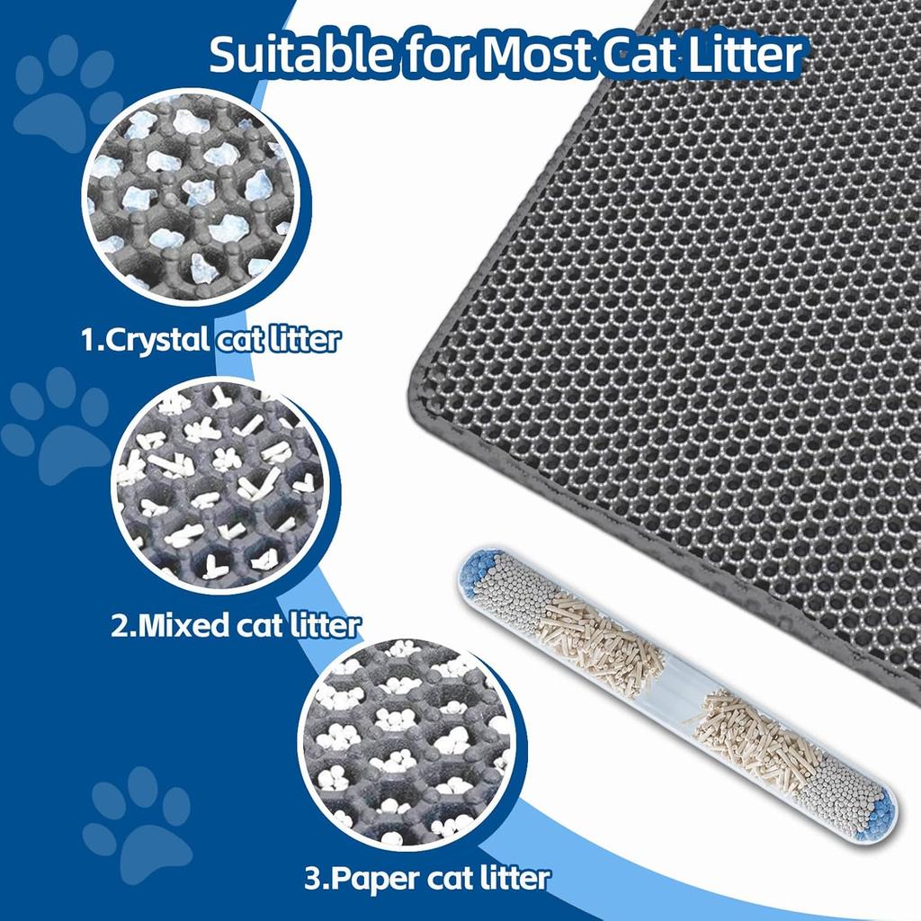 EVA Honeycomb Cat Litter Mat - Cat Litter Scatter Control Mat, 2-Layer Waterproof and Urine-Proof | Non-Slip | Easy Clean | for Single-Cat