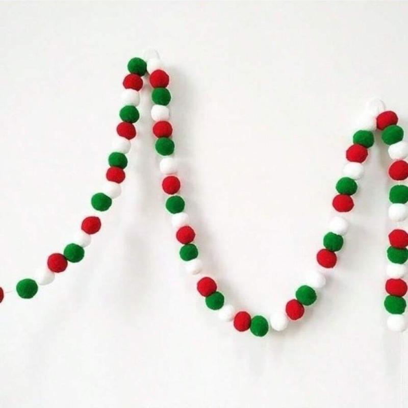 Colorful Pompom Garland Pendant Ins Wool Felt Ball Rope Happy Birthday DIY Handmade Room Outdoor Party Decoration
