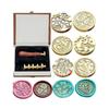 JUPPE 6pcs Flower Wax Seal Set, Cherry Blossom Rose Bell Orchid Branches Tulip Various Flowers Sealing Wax Stamps for Wedding Invitation Birthday