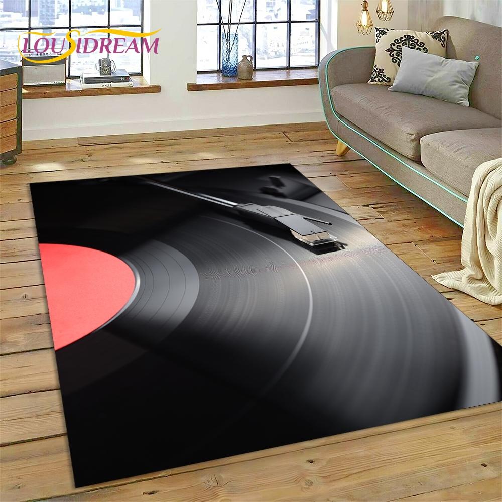 Vinyl Record Music DJ Screen Tape Rug Carpet for Living Room Bedroom Home Decor,Floor Mat Non-slip Decoration for Sofa Doormat