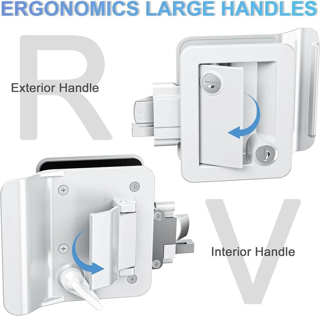 RV Lock Portable Camper Door Handle Latch with Built-in Deadbolt Anti-theft Metal Camper Door Lock for Camper RV Cargo Hauler
