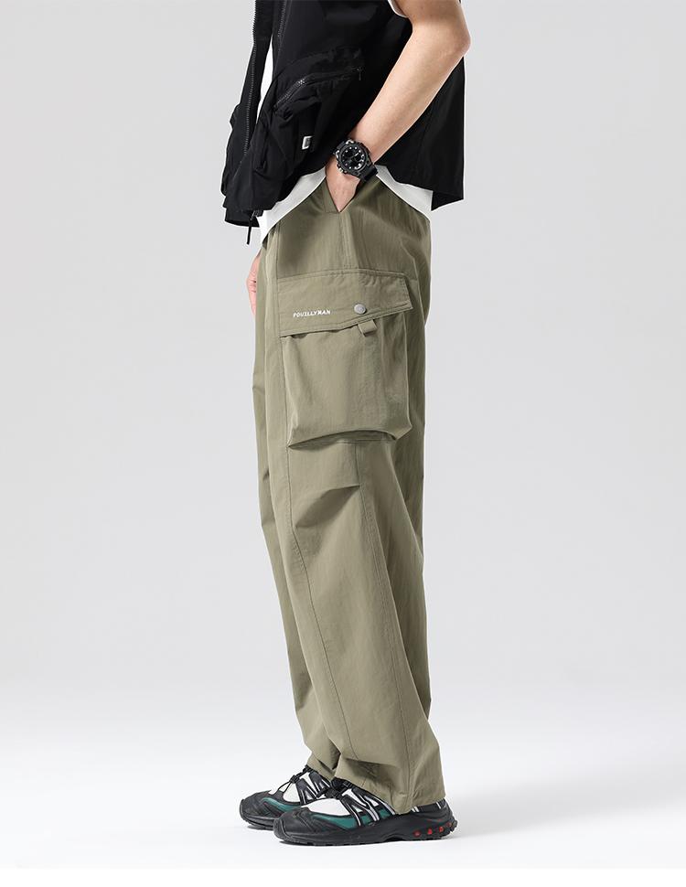 Workwear Multi Bag Outdoor Mountain Style Paratrooper Pants, Micro Elastic Straight Leg Men's Casual Pants