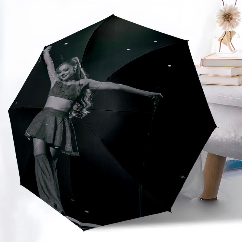 1pc Ayliva Pattern Umbrella Portable Folding Umbrella Iron Frame Hole Bone Structure Outdoor Home Umbrella