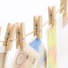 joycraft Mini Wooden Clothesp with String - 100Pcs Brown Craft Clips, 1.4 in Photo Holder Hanging Clips for DIY Craft, Wedding Party Decor, Classroom
