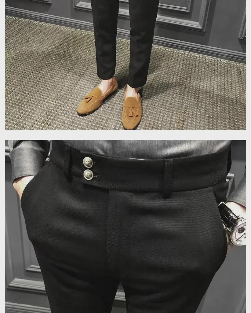 Men's Slim-Fit Nine-Point Suit Trousers - Korean Style for Spring & Autumn