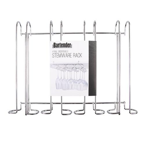 Suporte para Taças de Bar Sob Prateleira (cromada) (4 Trilhos)