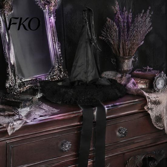 Halloween Costume Party Supplies Witch Hat Hanging Decor, Spider Web Ribbon Prop Decorations for Party, Dark Wizard Accessory Masquerade Spooky