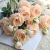 3 Heads Rose European Silk Artificial Peony Flower For Home Wedding Wall Decors