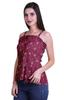 Moomaya Casual Shoulder Strap Flared Hem Cotton Slub Printed Women Summer