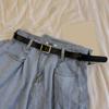 INS Fashion Women's Belt Fashion Black Belt Retro Needle Buckle Jeans Belt Casual Strap Long Skirt Belt
