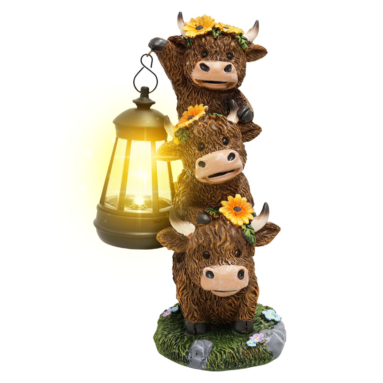 

Солнечная светодиодная статуя коровы, уличный садовый светильник, фигурка животного, креативный смоляной светильник, украшение для двора, газона, патио, дорожки, фонарь