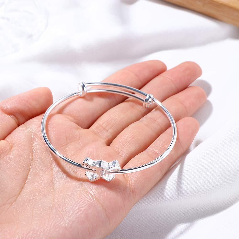 Stainless Steel Double Heart Retro Buckle Bangle Korean Style Bracelet Fashion Jewelry Women Bangle