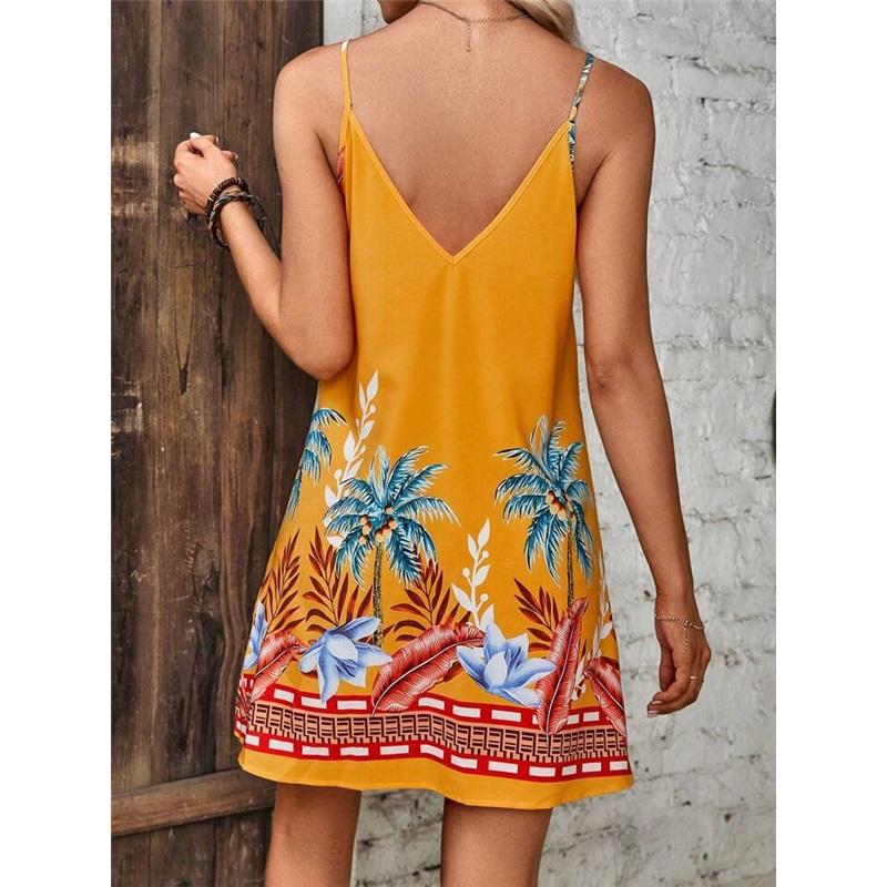 Women's Summer Printed Suspender Short Dress