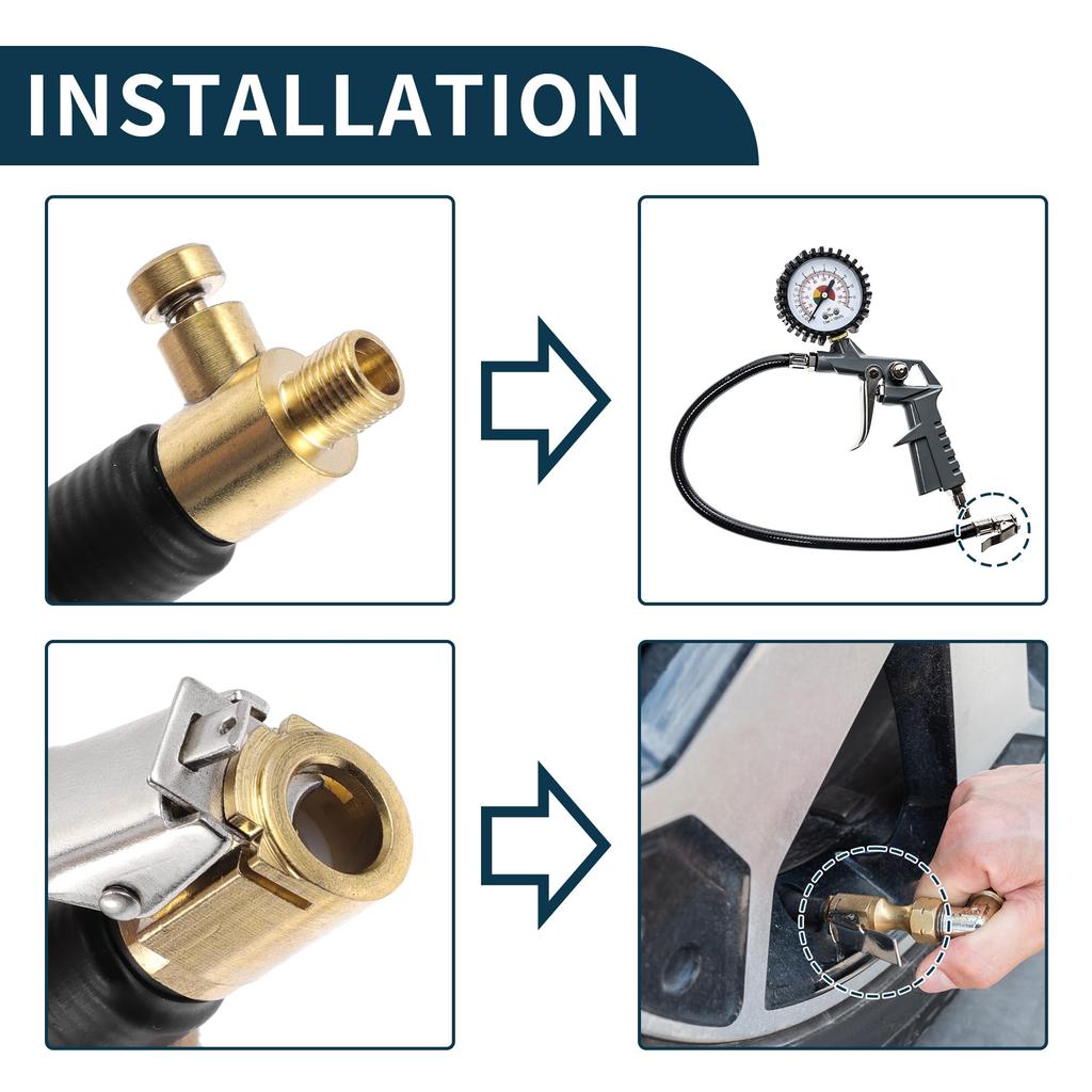 TUCKBOLD Car Tire Inflator Extension Tube 0.305"x32TPI Durable Air Pump Extension Hose Adapter Tire