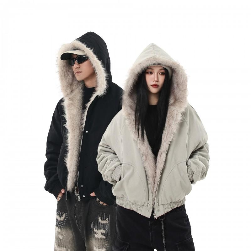 Mens Thickened Winter Hooded Loose Warm Padded Cotton Coat Solid Casual Outwear