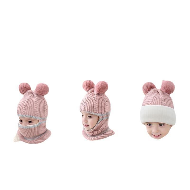 Children's Hats Autumn and Winter Fleece Thickened Warm Wool Hats Boys and Girls Baby Scarves Winter Knitted Hats
