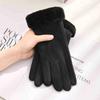 Women'S Autumn Winter Warm Double-Layer Thick Velvet Cycling Cute German Velvet Anti Cold Cycling Windproof Touch Screen Gloves
