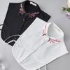 Elegant Embroidery Fake Collar Shirt Women Blouse White Half Shirt False Collars Woman Detachable Removable Faux Col Tie