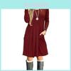 Women's Casual Swing T Shirt Dress Long Sleeve Pocket Loose Tunic For Effortless Style
