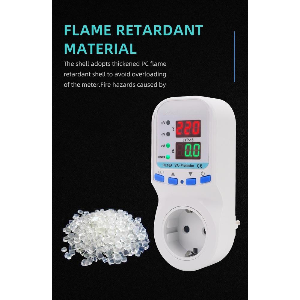 1pc 16A Metering Socket 220V Dual Digital Display Overvoltage/undervoltage Protector For Household Appliances