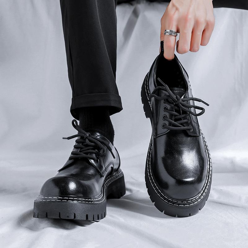 Herren Herbst Kleine Lederschuhe Neue Mode Plateau Neuer Trend Vielseitige Japanische Koreanische Business Casual Schuhe Anzug Herrenschuhe