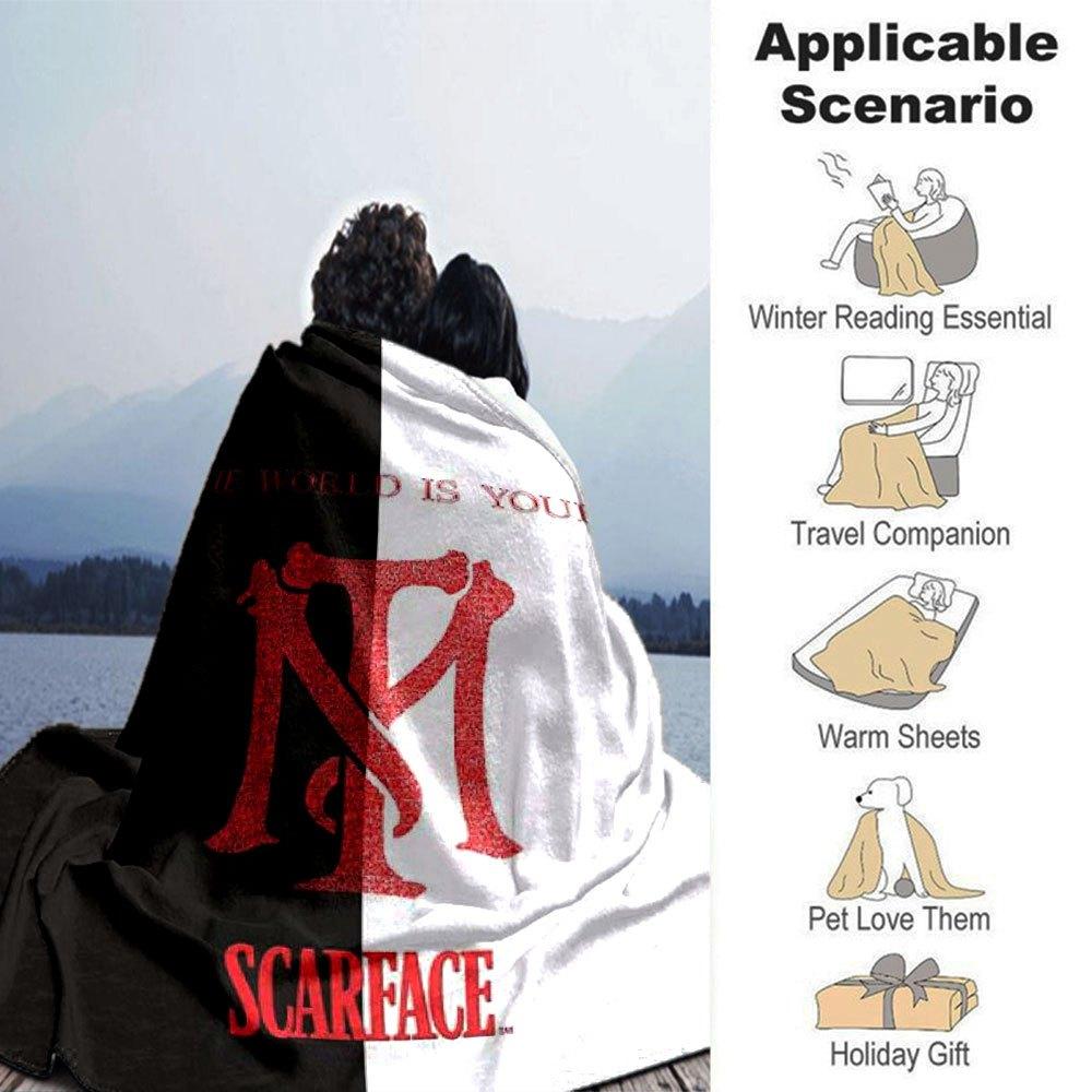 1pc Scarface-Inspired Flannel Blanket - Soft Cozy All-Season Throw for Bedroom, Sofa, Camping, Travel - Perfect Gift for Movie FansB15