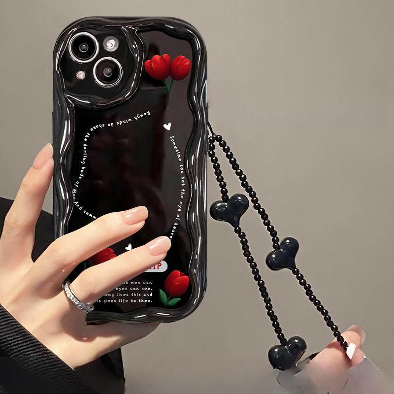 Applicable To Apple 14 Mobile Phone Case IPhone 13 Silicone Full-package Anti-fall 11/12 Mini Sweet and Cool Tulips On The Screen