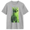 T-shirt Meme Chat Alien Vert Été Coton T-shirts Pour Unisexe Mode Décontracté T-shirt Manches Courtes Streetwear T-shirts