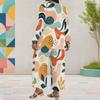 Women Plus Size Printed Round Neck Long Sleeve Layered Top Wide Leg Cropped Pants Two Piece Set