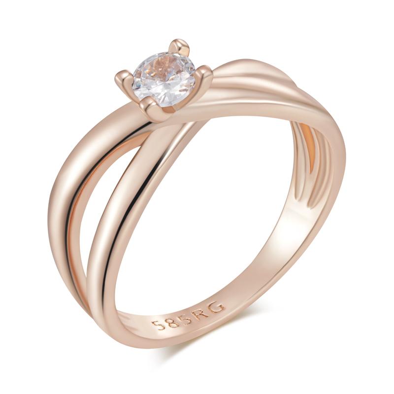 Simple Glossy Cross Rings For Women Fashion Rose Gold Color With Natural Zircon Accessories Daily Fine Jewelry